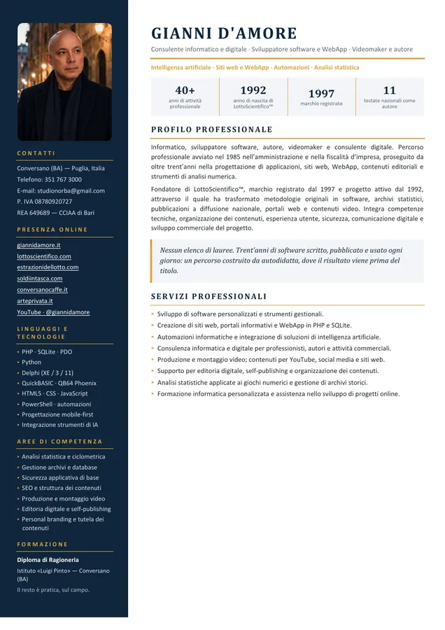 Anteprima del curriculum vitae di Giovanni D'Amore