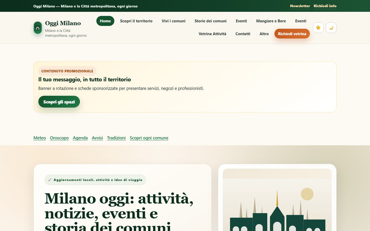 Anteprima del sito OggiMilano.it, portale di Milano e della Città metropolitana