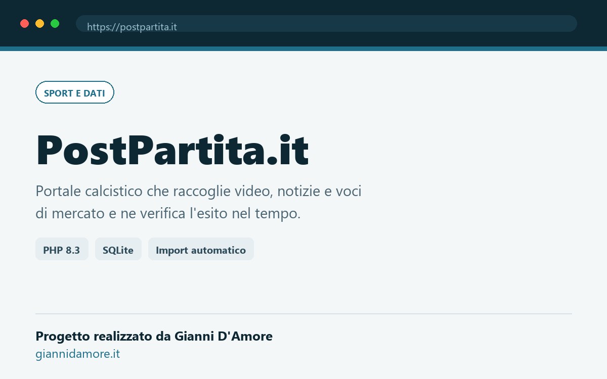 Anteprima del progetto PostPartita.it, portale calcistico